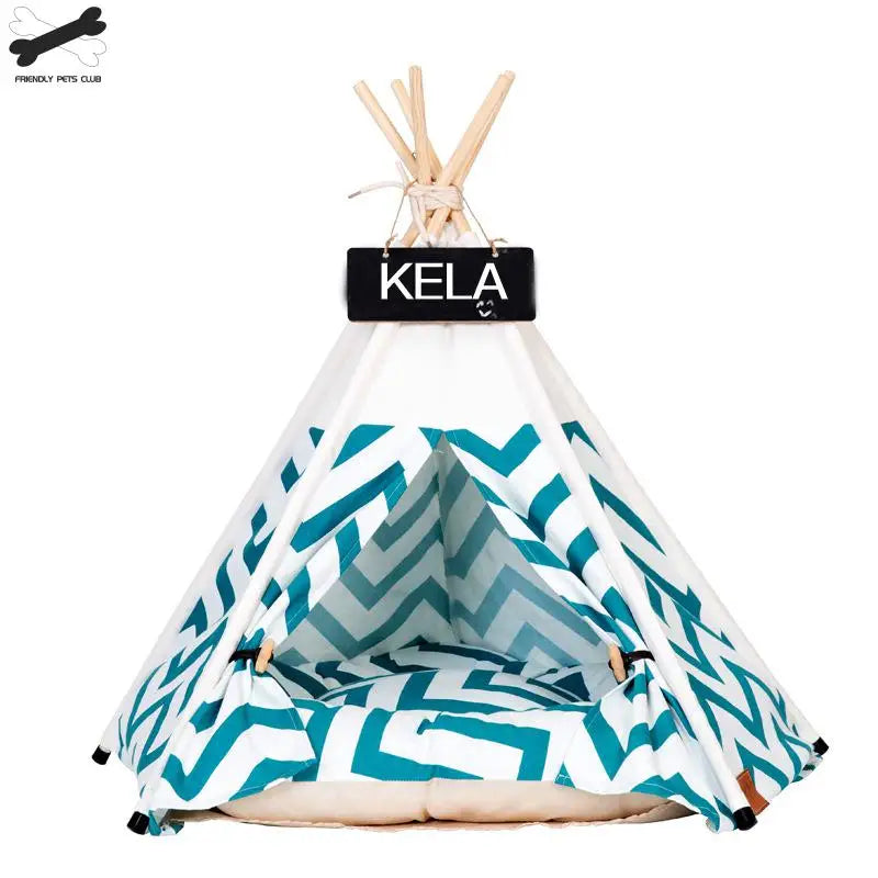 Pet Tent House Cat Bed Portable Teepee with Thick Cushion and 6 Colors Available for Dog Puppy Excursion Outdoor Indoor