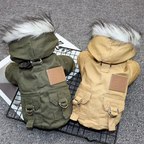 Pet Dog Jacket with Harness Winter Heavy Hiking Coat Dog Warm Hoodie Vest Windproof Outdoor Jacket for Small Medium Large Dog